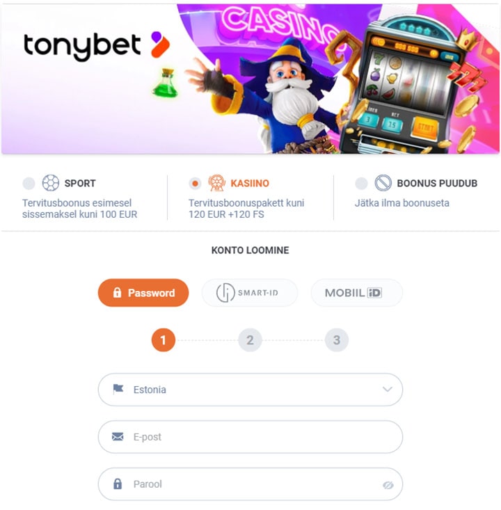 TonyBet-konto-avamine